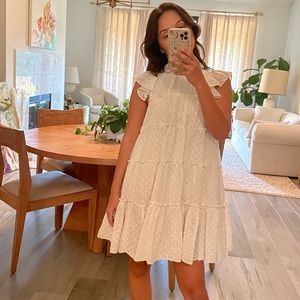 White Shimmer A-Line Ruffle Mini Dress - Bridal